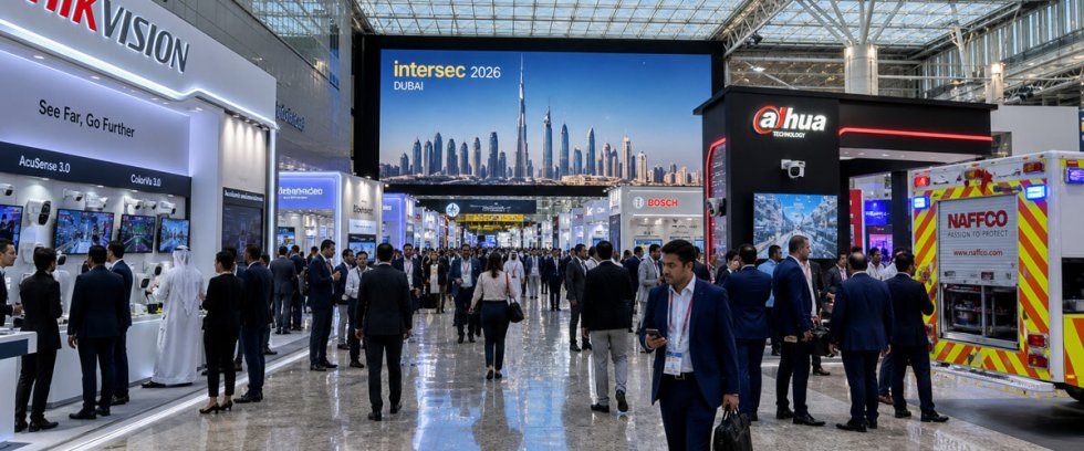 Messehalle in Dubai mit Messebesuchern